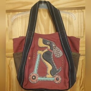 Chala Dachshund Dog Canvas Purse Tote Bag